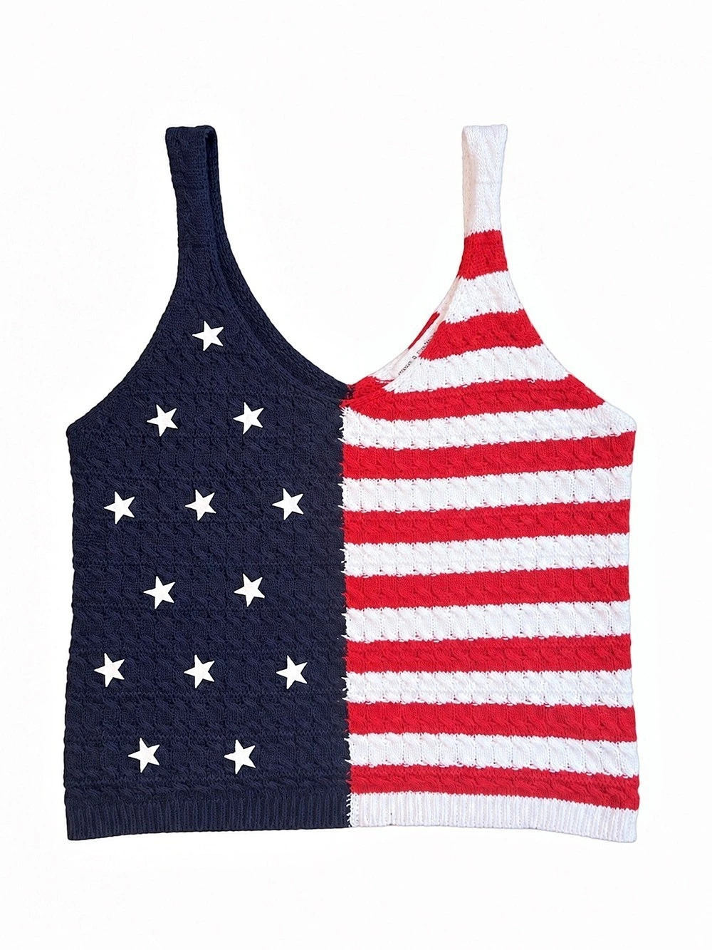 NBW Moon & Madison American Flag Knit Sweater Tank Top